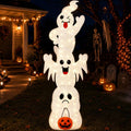 3 Pack 7FT Giant Halloween Decorations Outdoor Light Up Ghost Decor / 160 LED Lighted Stacked Metal Cute Gh