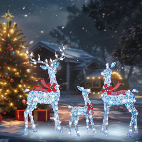 58 in Multicolor Lighted Reindeer, 3 Pieces, Christmas outdoor decoration