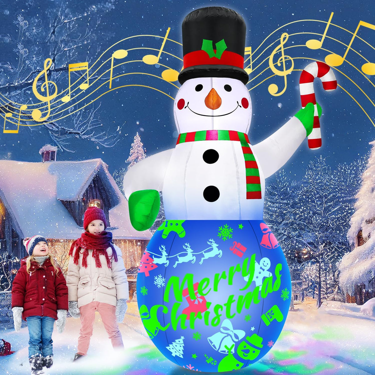 7 ft Inflatable Snowman with Music Box, Christmas outdoor decoration